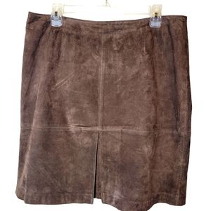 Vintage Junction West chocolate brown suede leather mini skirt Size 16